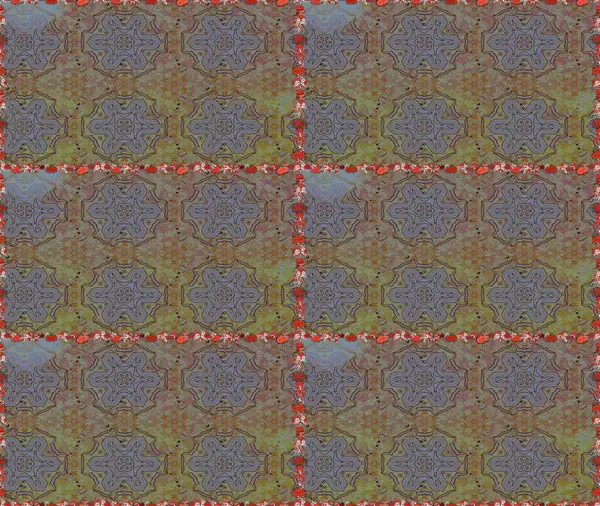 Renkli Bahar Temalı Kusursuz Arkaplan. Düz Çiçek Elementleri Tasarımı. Raster illüstrasyonu. Kahverengi ve gri renkli çiçekler. Asya tekstil tarzında. Kusursuz çiçek deseni.