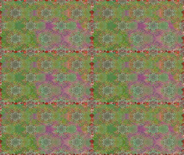 Yeşil ve nötr renklerde çiçekler. Raster illüstrasyonunda kusursuz çiçek deseni.