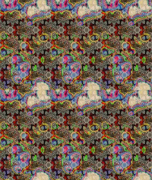 Rengarenk çiçekleri ve doğal renklerde yaprakları olan harika bir çiçek deseni. Moda baskıları için zarif bir şablon. Modern çiçek arkaplanı. Halk stili.