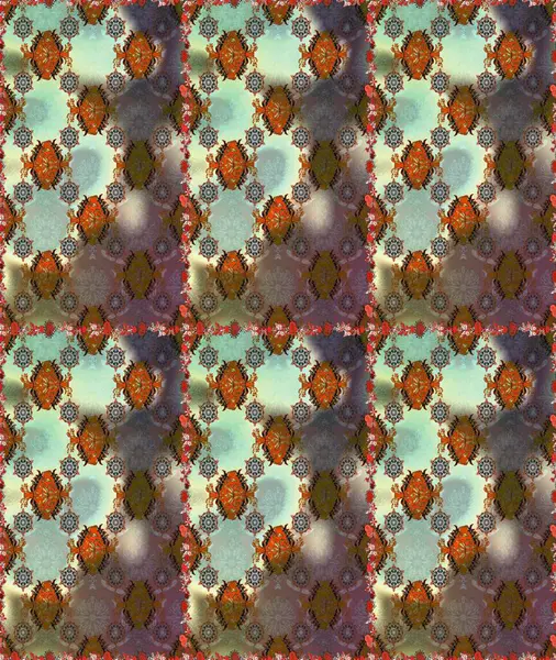 Raster illüstrasyonunda kusursuz çiçek deseni. Renkli Bahar Temalı Kusursuz Arkaplan. Kahverengi ve nötr renklerde çiçekler. Düz Çiçek Elementleri Tasarımı.