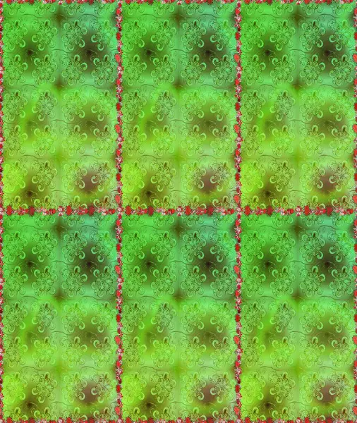 Renkli yeşil ve kahverengi desenli. Yeşil ve kahverengi renkli çiçekler. El çizimi dikişsiz sonbahar çiçekleri deseni. Doodle tarzı. Tekstil ve kapak tasarımı için mükemmel.