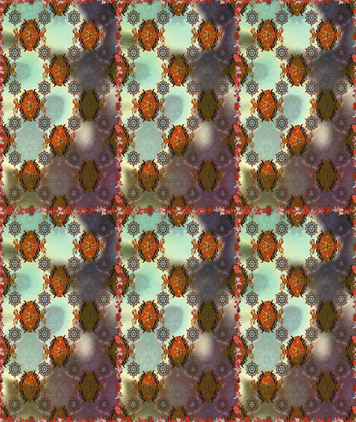 Raster illüstrasyonunda kusursuz çiçek deseni. Renkli Bahar Temalı Kusursuz Arkaplan. Kahverengi ve nötr renklerde çiçekler. Düz Çiçek Elementleri Tasarımı.