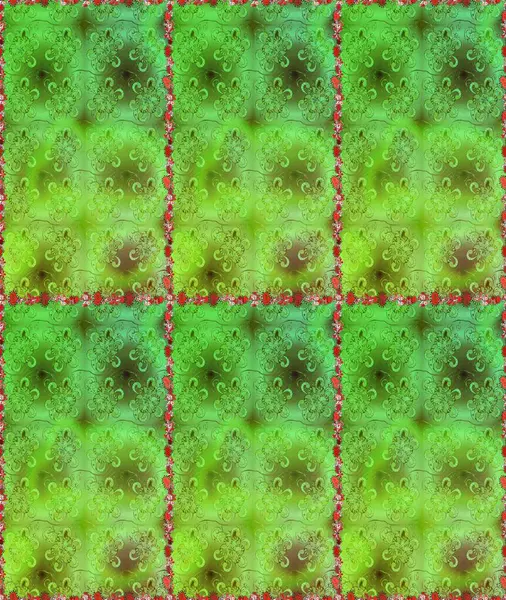 Renkli yeşil ve kahverengi desenli. Yeşil ve kahverengi renkli çiçekler. El çizimi dikişsiz sonbahar çiçekleri deseni. Doodle tarzı. Tekstil ve kapak tasarımı için mükemmel.