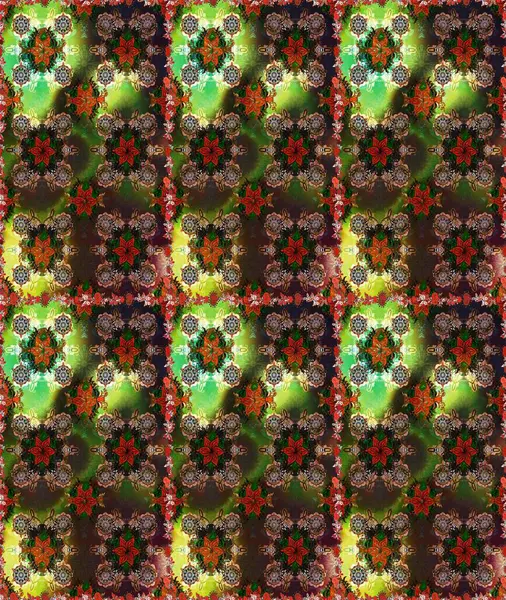 Çiçeksiz desenli nakış işlemeli gelincikler ve vadideki zambaklar. Tekstil tasarımı için kahverengi ve gri renkli geleneksel halk çiçekleri buketi.