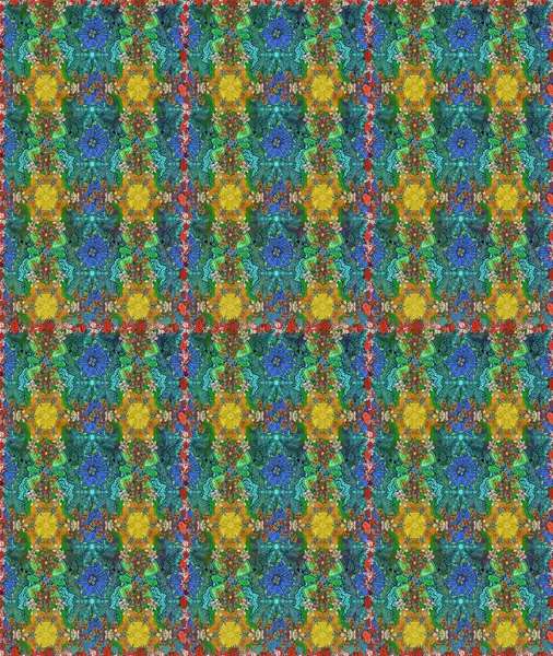 Moda baskıları için zarif bir şablon. Modern çiçek arkaplanı. Halk tarzı. Parlak renkli çiçekleri ve mavi ve yeşil yaprakları olan şaşırtıcı, pürüzsüz çiçek deseni..