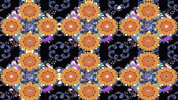Çiçekli karalama şeklinde Raster çiçek deseni. Yumuşak, yaz çiçekli arka plan. Siyah renkte çiçekler.