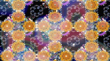 Bej renkli şirin tekstil. Raster illüstrasyonu. Renkli çizim kalıbı. Çiçek duvar kâğıdı. Çiçek arka planı.