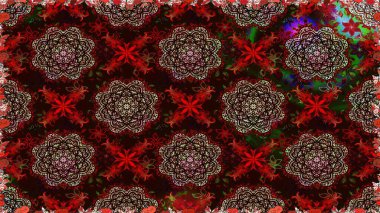 Raster geleneksel halk çiçekleri kahverengi ve siyah renkli tekstil tasarımları için. Çiçeksiz desenli nakış işlemeli gelincikler ve vadi zambaklarıyla.