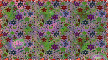 Moda baskısı, albüm, ambalaj kağıdı ve duvar kağıdı için zarif dekoratif süslemeler. Yeşil ve nötr renklerde şirin çiçekler. Küçük çiçekli basit, dikişsiz desen. Raster illüstrasyonu.