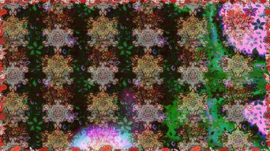 Raster Şirin kumaş deseni. Renkli Bahar Temalı Kusursuz Arkaplan. Kusursuz bir mahsul. Düz Çiçek Elementleri Tasarımı.