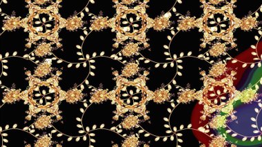 Raster deseni. Bahar çiçekleri dallı desen, siyah renkler çiçekli siluet..