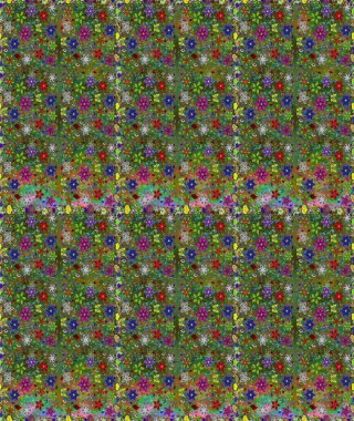 Çiçek süsü ile kusursuz desen. Yeşil ve kahverengi renkli çiçekler. Raster illüstrasyonu.