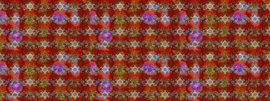 Kahverengi, kırmızı ve bej renkli çiçekler. Çiçek süslemeli çizim deseni. Raster illüstrasyonu.