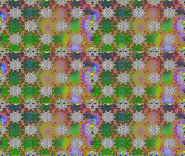 Kusursuz çiçek deseni duvar kâğıdı olarak kullanılabilir. Raster illüstrasyonu. Yeşil renkte çiçekler.