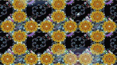 Raster çiçek izi. Klasik taslak çizimi. Çiçekli siyah çizim deseni.