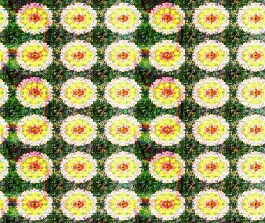 Çiçeksel çizim kalıbının yansıması. Vadinin yeşil renkli çiçekleri.