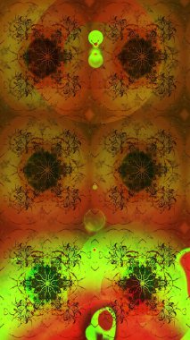 Soyut etnik raster çizim kalıbı. Vadinin çiçekleri kahverengi renklerde. Çiçekler..