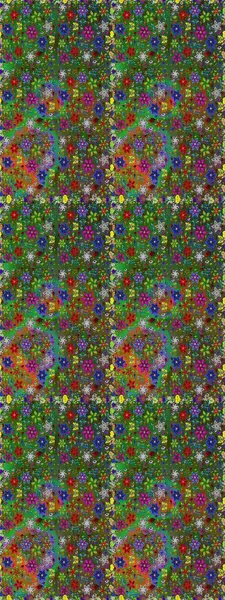 Raster illüstrasyonu. Yeşil renkli çiçekler. Şirin çiçek elementleri. Kusursuz..