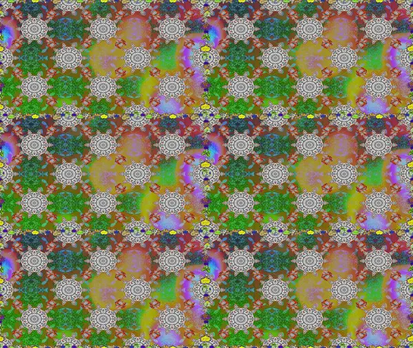 Kusursuz çiçek deseni duvar kâğıdı olarak kullanılabilir. Raster illüstrasyonu. Yeşil renkte çiçekler.