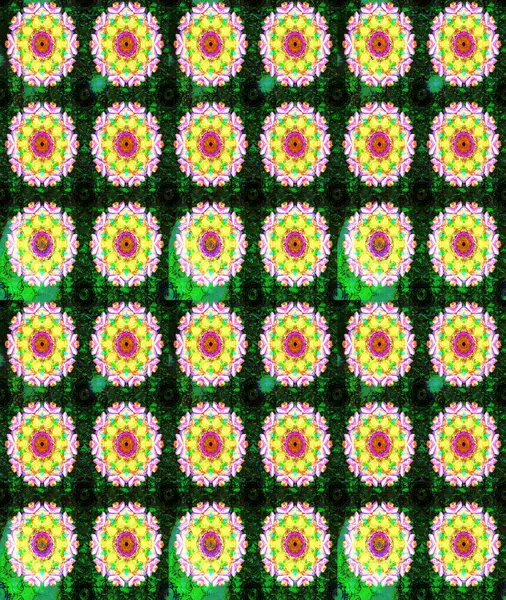 Soyut etnik raster çizim kalıbı. Kabile sanatı boho baskısı, klasik çiçek arkaplanı. Arkaplan dokusu, duvar kağıdı, yeşil renkli çiçek teması.