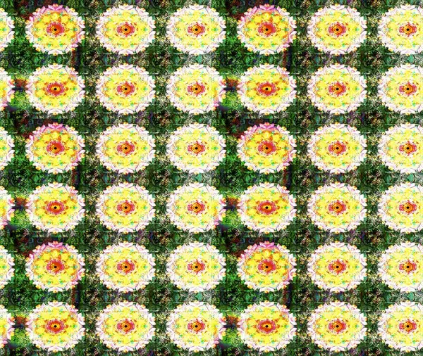 Çiçeksel çizim kalıbının yansıması. Vadinin yeşil renkli çiçekleri.