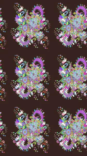 Güzel kumaş deseni. Düz Çiçek Elementleri Tasarımı. Renkli Bahar Teması eskiz kalıbı. Raster illüstrasyonunda çiçek deseni çizimi.