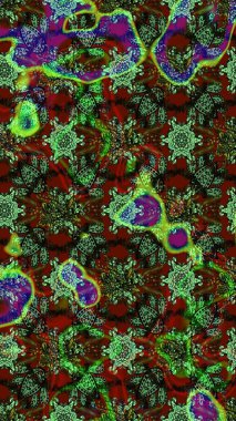 Renkli Bahar Teması eskiz kalıbı. Çiçeksel fantezi tasarımı ve parlak bir arka plan çizimi. Düz Çiçek Elementleri Tasarımı.