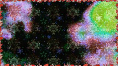 Çiçek duvar kâğıdı. Renkli, pürüzsüz desen. Çiçek arkaplan. Siyah ve yeşil renkli şirin tekstil tarzında. Raster illüstrasyonu.