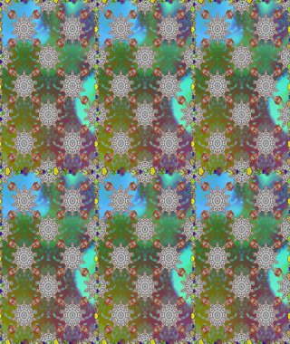 Renkli Bahar Tema dikişsiz desen Arka Plan. Süslü kumaş deseni. Raster illüstrasyon Dikişsiz Çiçek Desen. Yassı Çiçek Elemanları Tasarımı.