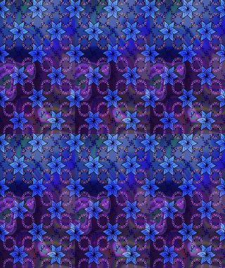 Mavi renkli çiçekler. Raster illüstrasyonunda çiçek deseni çizimi.