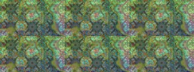 Kusursuz çiçek deseni duvar kâğıdı olarak kullanılabilir. Raster illüstrasyonu. Yeşil ve kahverengi renkte çiçekler.