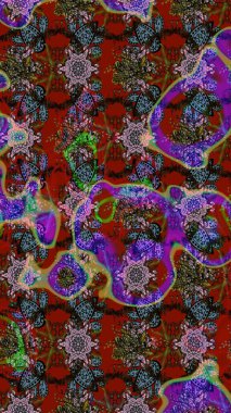 Küçük çiçekteki sevimli çiçek deseni. Çiçekler kırmızı, kahverengi ve gri renklerde.