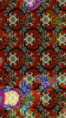 Kahverengi, kırmızı ve gri renklerde. Çiçekli güzel suluboya desen. Raster illüstrasyonu.