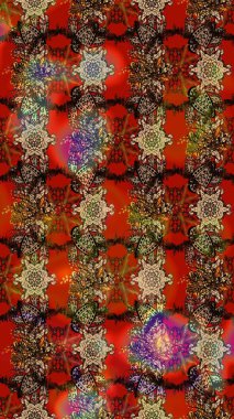 Çiçeksel fantezi tasarımı ve parlak bir arka plan çizimi. Düz Çiçek Elementleri Tasarımı. Renkli Bahar Teması çizim şablonu.