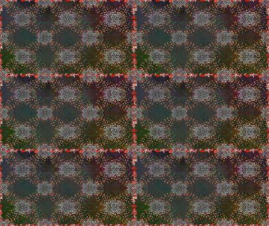 Raster Floral Illustration, Asyalı tekstil. Gri ve kahverengi renkte etnik çiçeklerle kusursuz bir desen..