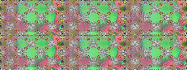 Düz Çiçek Elementleri Tasarımı. Sevimli çiçek raster deseni. Yeşil ve gri renkli çiçekler. Renkli Yaz Temalı Kusursuz Arkaplan.