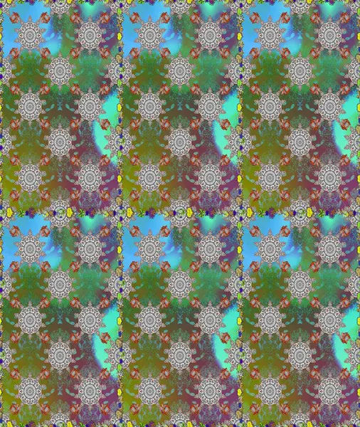 Renkli Bahar Tema dikişsiz desen Arka Plan. Süslü kumaş deseni. Raster illüstrasyon Dikişsiz Çiçek Desen. Yassı Çiçek Elemanları Tasarımı.