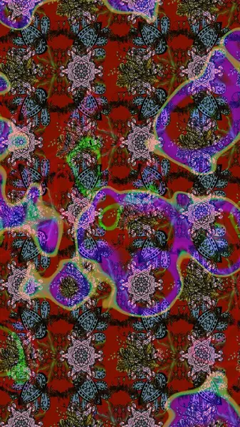 Küçük çiçekteki sevimli çiçek deseni. Çiçekler kırmızı, kahverengi ve gri renklerde.