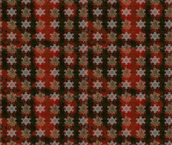 Raster illüstrasyonu. Çiçek süsü ile kusursuz desen. Kahverengi ve gri renkte çiçekler.