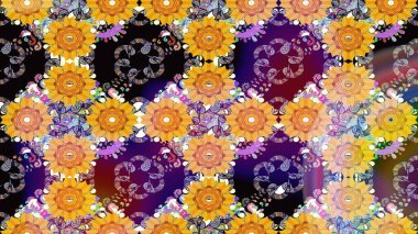 Raster Moda kumaş deseni. Çizgi çizimi kalıbı. Şirin çiçekler..