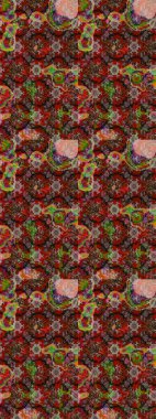 Küçük kahverengi, kırmızı ve nötr çiçeklerle oldukça eski bir besin torbası deseni. Millefleur 'lar. Tekstil, kumaş, kapaklar, duvar kağıtları, baskı, naylon, kupür defteri, dekupaj.