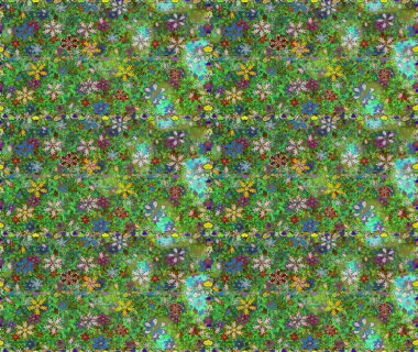 Raster illüstrasyonu. Güzel kumaş deseni. El çizimi. Çiçekler, dallar, otlar ve çiçekler.