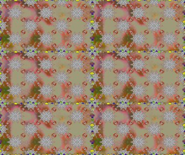 Raster illüstrasyonu. Tarafsız ve gri renklerde. 3D çiçekler, pürüzsüz.