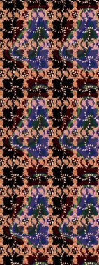 Raster illüstrasyonu. Çiçek desenli eskiz, darbeler, sıçramalar, yaz çiçekleri. Siyah, kahverengi ve bej renkli çiçekler.