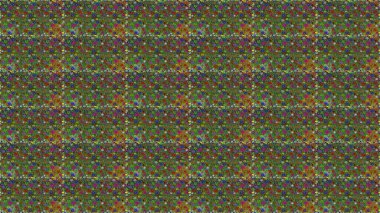 Raster illüstrasyonu. Yeşil ve kahverengi renkli Asya tekstili. Kusursuz çiçek deseni.