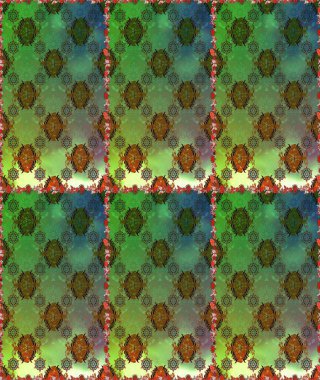 Şirin çiçekli, desensiz, yeşil ve kahverengi renkli. Tekstil için dikişsiz suluboya desen. El çizimi çiçek pürüzsüz desen (taş)).