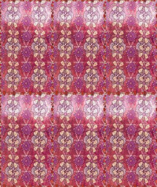 Düz Çiçek Elementleri Tasarımı. Pembe ve mor renkli şirin çiçek deseni. Renkli Bahar Temalı Kusursuz Arkaplan. Raster Modaya uygun kumaş deseni.