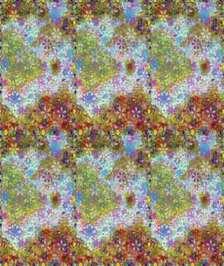 Raster illüstrasyonu. Tarafsız ve yeşil renklerde güzel bir tekstil. Çiçeklerle suluboya desenleri.