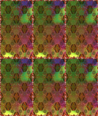 Soyut etnik raster kusursuz desen. Çiçekler. Vadinin çiçekleri kahverengi ve yeşil renklerde.