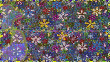 Eski usul. Miles Fleur, süslü püslü bir süs. Kusursuz bir geçmişi var. Tomurcukları papatya çiçekleri olan sevimli bir çiçek deseni. Raster illüstrasyonu. Kumaş, tekstil ve duvar kağıdı baskısı için..